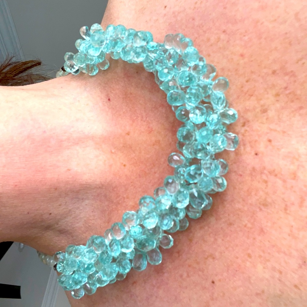 Aquamarine cluster necklace